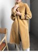 画像3: Women's sheep sheared large grain  fur  long coat jacketシープスキンシアドシンプルベルトレザーがポイントロングコート (3)