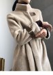 画像10: Women's sheep sheared large grain  fur  long coat jacketシープスキンシアドシンプルベルトレザーがポイントロングコート (10)