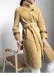 画像16: Women's sheep sheared large grain  fur  long coat jacketシープスキンシアドシンプルベルトレザーがポイントロングコート (16)