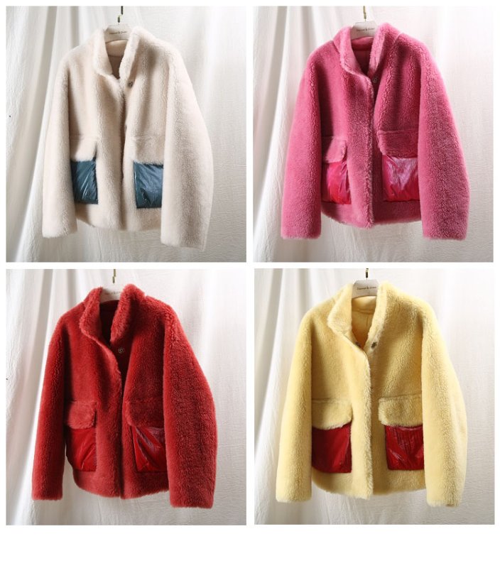 画像12: Women's short paragraph velvet fur one fur coat sheep sheared coat down pocket jacketシープスキンシアド ダウンポケット付きバックリボンがポイントジャケット コート (12)