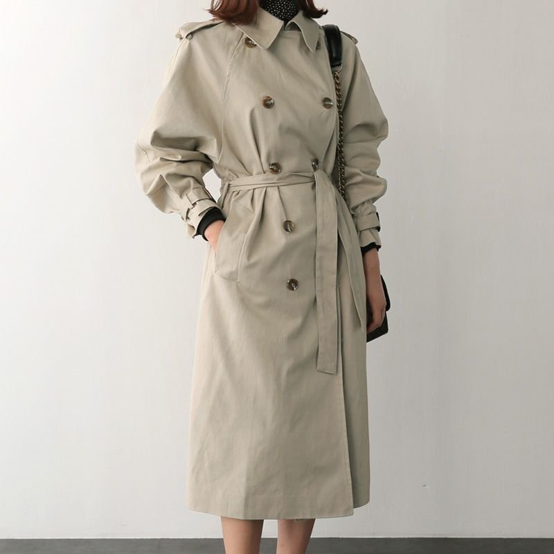 画像5: Women's Basic weight more trench coat jacket ベーシックロングトレンチコート ジャケット (5)