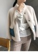 画像5: Women's short paragraph velvet fur one fur coat sheep sheared coat down pocket jacketシープスキンシアド　ダウンポケット付きバックリボンがポイントジャケット　コート (5)