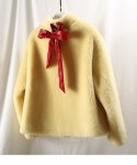 画像8: Women's short paragraph velvet fur one fur coat sheep sheared coat down pocket jacketシープスキンシアド　ダウンポケット付きバックリボンがポイントジャケット　コート (8)