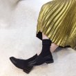 画像4:  women's England Martin  flat bottom elastic socks  boots leather boots  フラットレザー＆ソックスブーツ　マーチンブーツ (4)