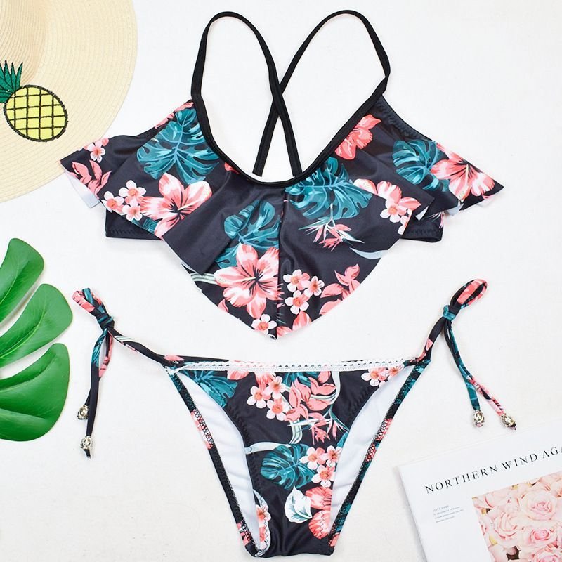 画像4: Bandage Bikini Set Push-Up Brazilian Print Swimwearブラジリアンプリントビキニ　スウィムスーツ水着 (4)