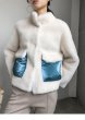 画像11: Women's short paragraph velvet fur one fur coat sheep sheared coat down pocket jacketシープスキンシアド　ダウンポケット付きバックリボンがポイントジャケット　コート (11)