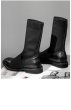 画像6:  women's England Martin  flat bottom elastic socks  boots leather boots  フラットレザー＆ソックスブーツ　マーチンブーツ (6)