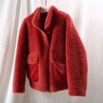 画像4: Women's short paragraph velvet fur one fur coat sheep sheared coat down pocket jacketシープスキンシアド　ダウンポケット付きバックリボンがポイントジャケット　コート (4)