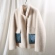 画像14: Women's short paragraph velvet fur one fur coat sheep sheared coat down pocket jacketシープスキンシアド　ダウンポケット付きバックリボンがポイントジャケット　コート (14)