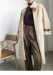 画像7: Women's sheep sheared large grain  fur  long coat jacketシープスキンシアドシンプルベルトレザーがポイントロングコート (7)