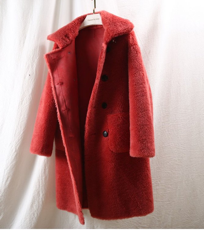 画像4: Women's sheep sheared fur  long coat jacketシープスキンシアドシンプルロングコート (4)