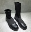 画像3:  women's England Martin  flat bottom elastic socks  boots leather boots  フラットレザー＆ソックスブーツ　マーチンブーツ (3)