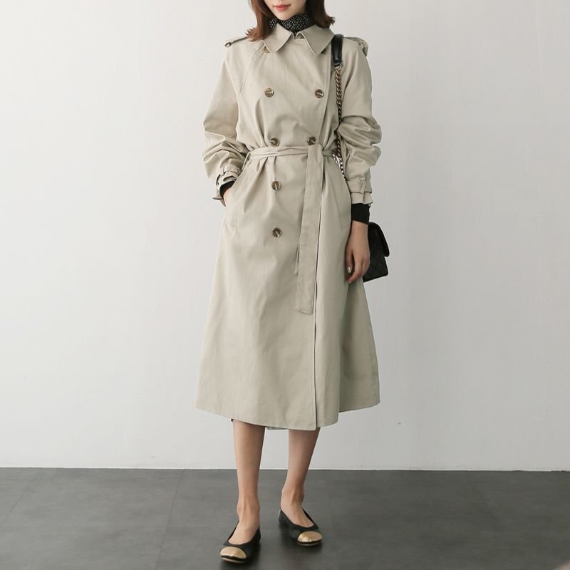 画像4: Women's Basic weight more trench coat jacket ベーシックロングトレンチコート ジャケット (4)