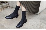 画像5:  women's England Martin  flat bottom elastic socks  boots leather boots  フラットレザー＆ソックスブーツ　マーチンブーツ (5)