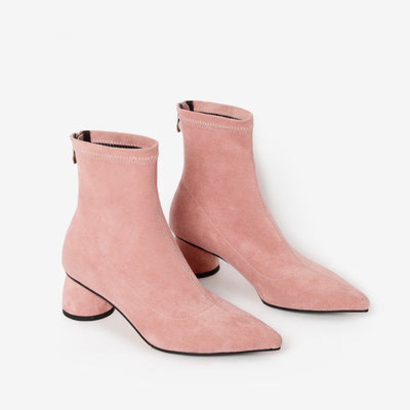 画像11:  women's nude color thick with heel pointed elastic socks boots ポインテットソックスブーツ ショーツブーティブーツ (11)