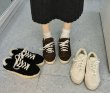 画像6:  women's flat casual plus velvet warm flat slip-on sneakers shoes  　フワモコレースアップスニーカー スリッポン (6)