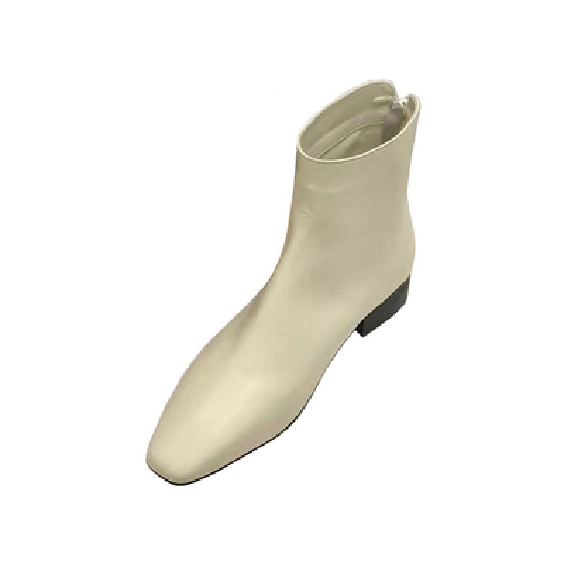 画像3:  women's  flat bottom zipper thick with ankle boots レザーショートシンプルブーツ ショーツブーティブーツ (3)