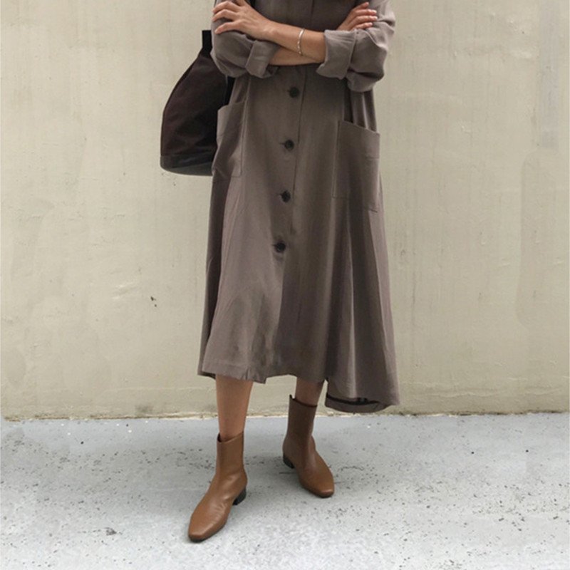 画像5:  women's  flat bottom zipper thick with ankle boots レザーショートシンプルブーツ ショーツブーティブーツ (5)