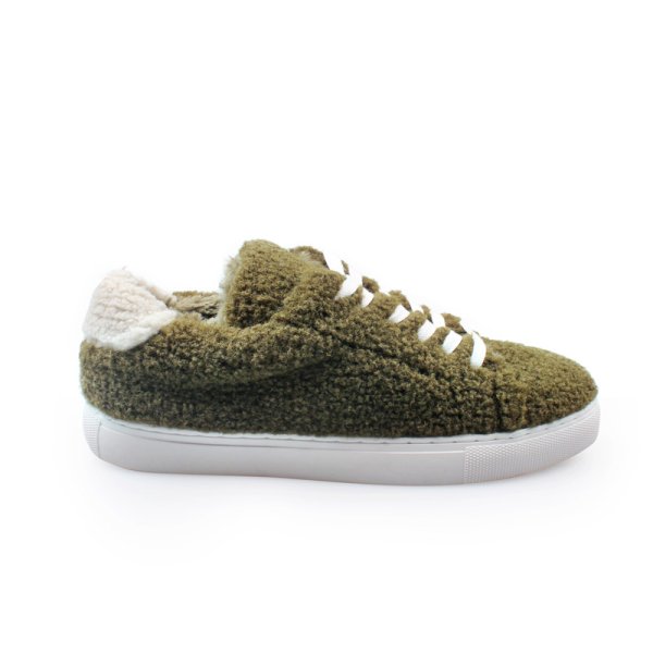 画像1:  women's flat casual plus velvet warm flat slip-on sneakers shoes  　フワモコレースアップスニーカー スリッポン (1)