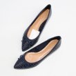 画像2: women's Stone pattern pointed bow flat flat shoes 　ボウリボン付きフラットパンプス　バレーシューズ　 (2)