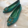 画像5: women's Stone pointed satin flat shoes  　サテンフラットラインストーン付きシューズ　ラインストーンフラットパンプス　バレーシューズ　 (5)