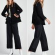 画像2: Women's street style fashion hem long tassel round neck long-sleeved twill soft coat  jacket　ツイードにフリンジ付きジャケット　コート　 (2)