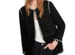 画像1: Women's street style fashion hem long tassel round neck long-sleeved twill soft coat  jacket　ツイードにフリンジ付きジャケット　コート　 (1)