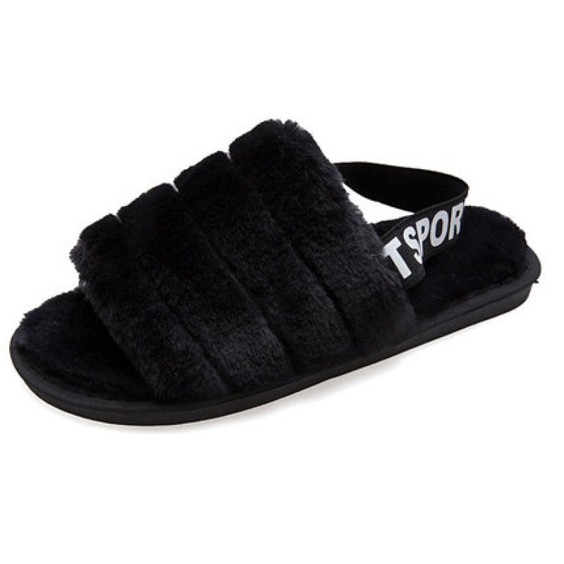 画像4: Women's  fur  Hairy warm flat back strap sandals slippers   モコモコファーフラットバックストラップサンダル スリッパ サボ (4)