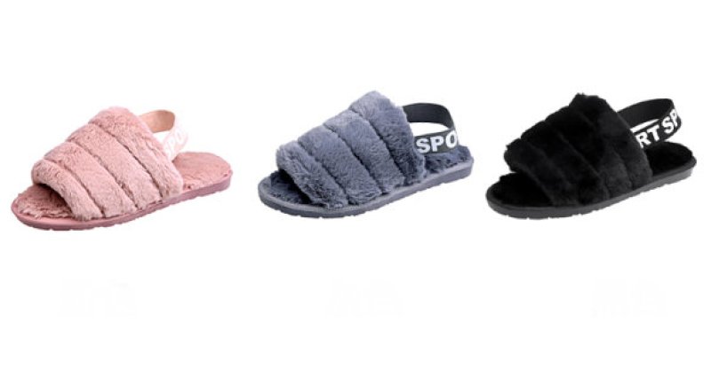 画像6: Women's  fur  Hairy warm flat back strap sandals slippers   モコモコファーフラットバックストラップサンダル スリッパ サボ (6)