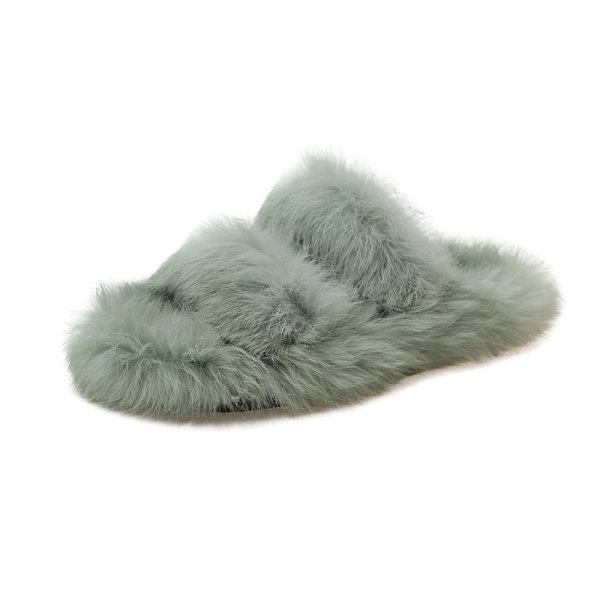 画像1: Women's Fur fuzz bac  warm flat sandals slippers  　モコモコファーフラットサンダル スリッパ サボ (1)