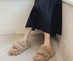 画像7: Women's Fur fuzz bac  warm flat sandals slippers  　モコモコファーフラットサンダル スリッパ サボ (7)