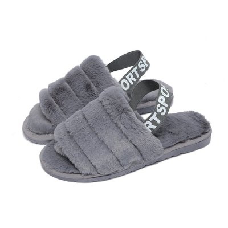画像5: Women's  fur  Hairy warm flat back strap sandals slippers   モコモコファーフラットバックストラップサンダル スリッパ サボ (5)