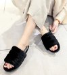 画像7: Women's  fur  Hairy warm flat back strap sandals slippers  　モコモコファーフラットバックストラップサンダル スリッパ サボ (7)