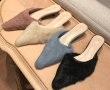 画像9: real rabbit fur towed tip baotou lazy stiletto high heel slippers　モコモコラビットファーヒールサンダル スリッパ サボ ミュール (9)