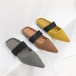 画像2: Women's Pointed head sandals furry shoes flat sandals slippers  Mules　モコモコフラットサンダル スリッパ サボ ミュール (2)