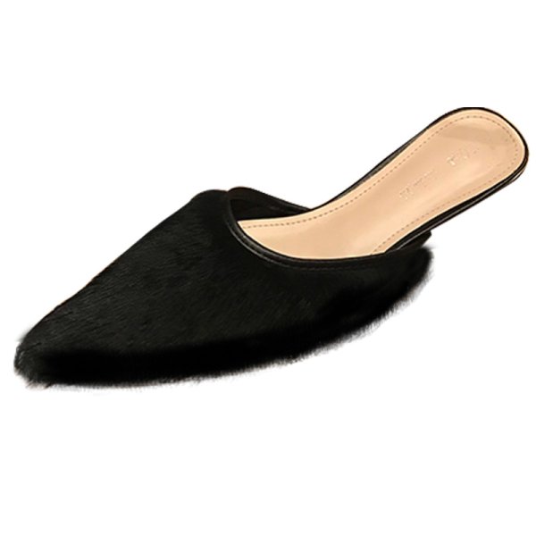 画像1: real rabbit fur towed tip baotou lazy stiletto high heel slippers　モコモコラビットファーヒールサンダル スリッパ サボ ミュール (1)