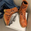 画像2:  women's  Chelsea elastic boots snake pattern Martin boots  ankle boots スネーク柄ショートシンプルマーチンブーツ ブーティブーツ　アンクル (2)