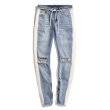 画像1: MEN'S party denim pants male nightclub ripped jeans Pants　メンズサイドラインダメージデニムジーンズパンツ　 (1)