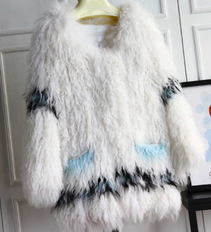 画像3: Women's floral design, hand-woven wool fur coat, long section メッシュ製織軽くて暖かモンゴリアンファーフラワーコート ジャケット (3)