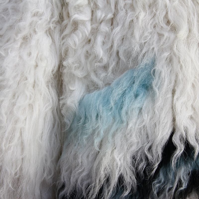 画像4: Women's floral design, hand-woven wool fur coat, long section メッシュ製織軽くて暖かモンゴリアンファーフラワーコート ジャケット (4)