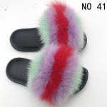画像14: women's Fox fur slippers Sandals　リアルフォックスファーモコモコファーサンダル スリッパ サボ ミュール (14)