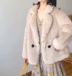 画像5: Women's Haining 100% pure wool Basha sheep shearing coat jacket　シープスキンシアドシンプルテーラーカラーコートハーフコート　ジャケット (5)