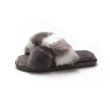 画像1: women's Fleece far slippers　モコモコクロスバイカラーファーサンダル スリッパ サボ ミュール (1)