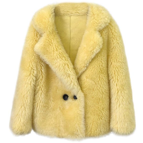 画像1: Women's Haining 100% pure wool Basha sheep shearing coat jacket　シープスキンシアドシンプルテーラーカラーコートハーフコート　ジャケット (1)