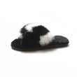 画像2: women's Fleece far slippers　モコモコクロスバイカラーファーサンダル スリッパ サボ ミュール (2)