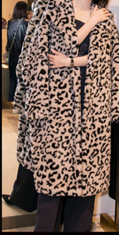 画像5: Women's Oversize Leopard Teddy Bear Fur Coat レオパードヒョウ柄 テディベア オーバーサイズファーリアルシープスキンシアドコート (5)