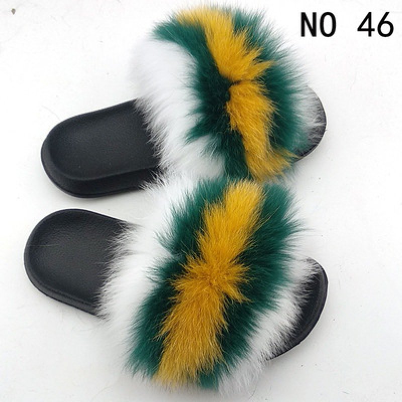 画像19: women's Fox fur slippers Sandals リアルフォックスファーモコモコファーサンダル スリッパ サボ ミュール (19)