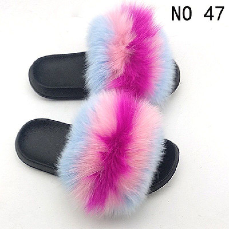 画像20: women's Fox fur slippers Sandals リアルフォックスファーモコモコファーサンダル スリッパ サボ ミュール (20)