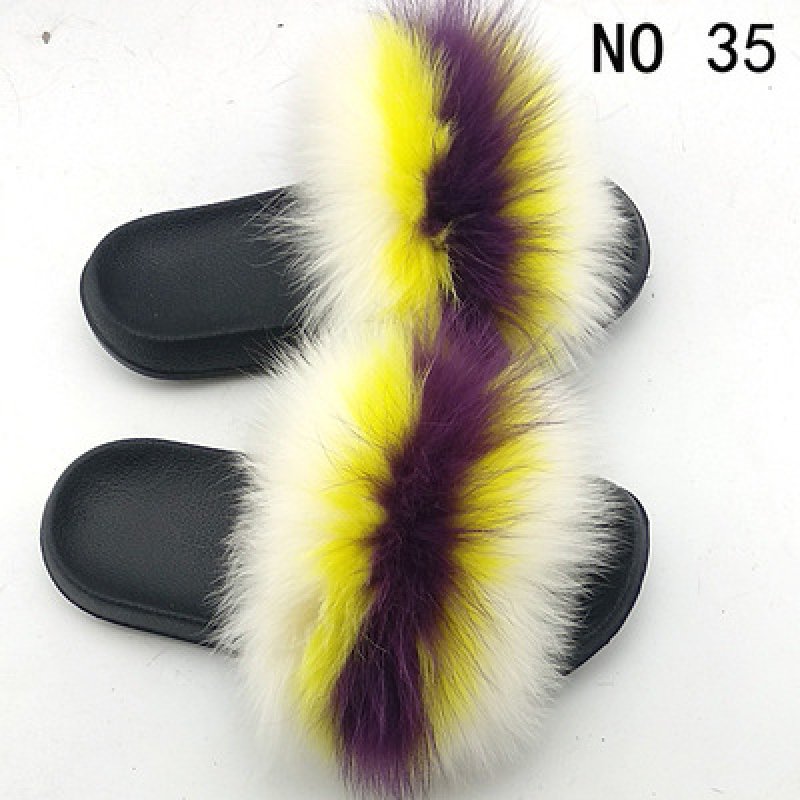 画像9: women's Fox fur slippers Sandals リアルフォックスファーモコモコファーサンダル スリッパ サボ ミュール (9)