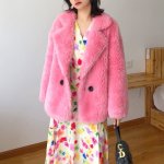 画像2: Women's Haining 100% pure wool Basha sheep shearing coat jacket　シープスキンシアドシンプルテーラーカラーコートハーフコート　ジャケット (2)